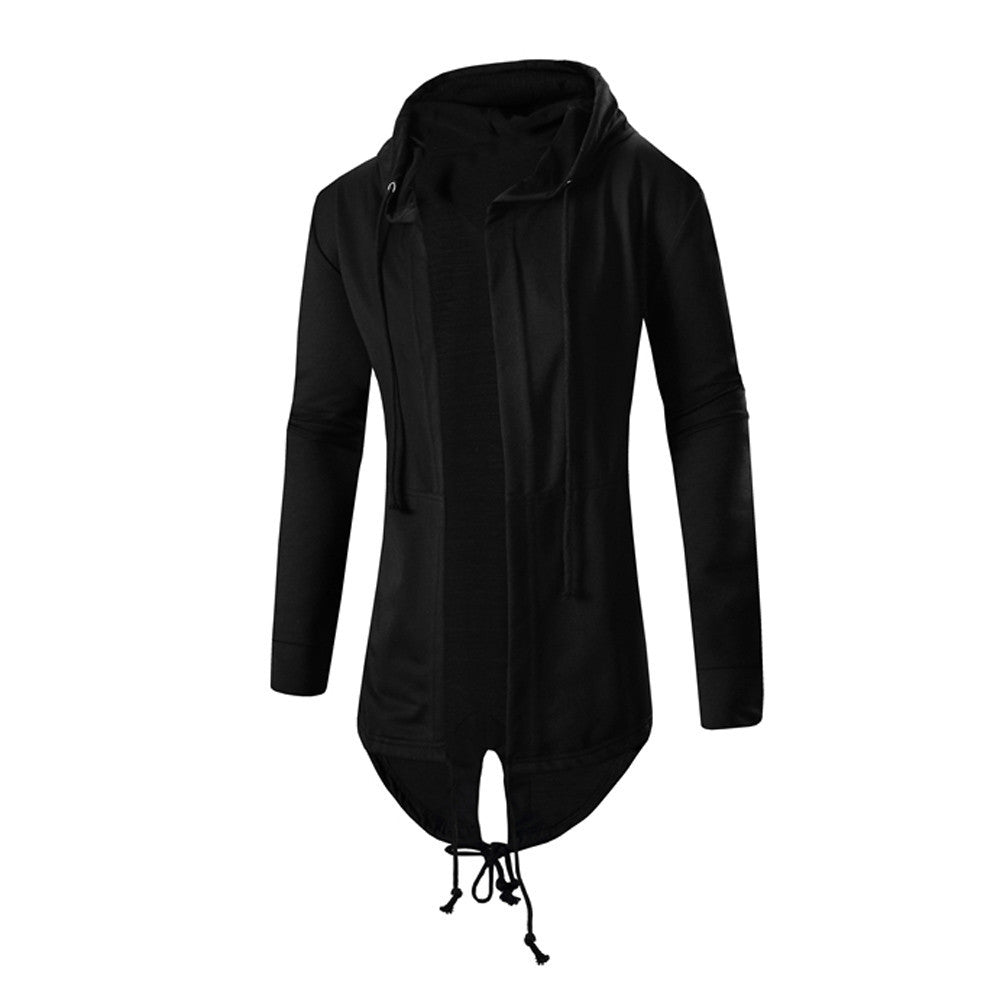 Autumn Winter Solid Irregular Cardigan Hoody Coat Trench Casual Male Slim Fit Cloak Tops Blouse Outwear Overcoat Dec13