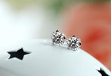 Real 925 Sterling Silver Jewelry For Women Cute Animal CZ Diamond Cat Earring Stud Small Stud Earring For Girls Wholesale