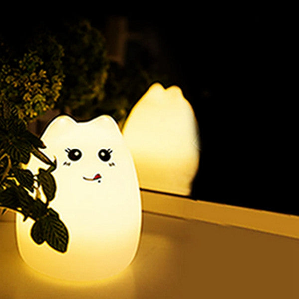 Better 1 pc Night Lights USB Cat LED Children Animal Night Light Silicone Soft Cartoon Baby Nursery Lamp Variable color