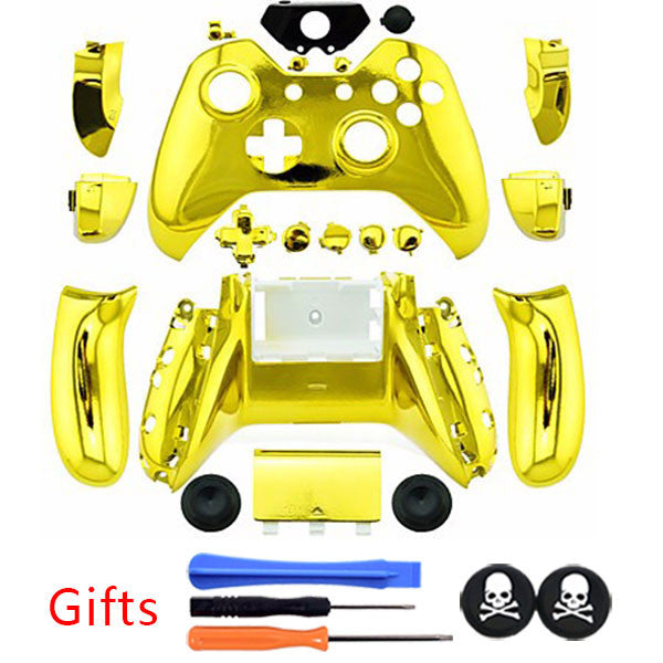 Golden ABS Chrome Plating Shell Case Cover Full Button Kit without 3.5 mm headsets jack +GIFTS for XBOX ONE Wireless Controller