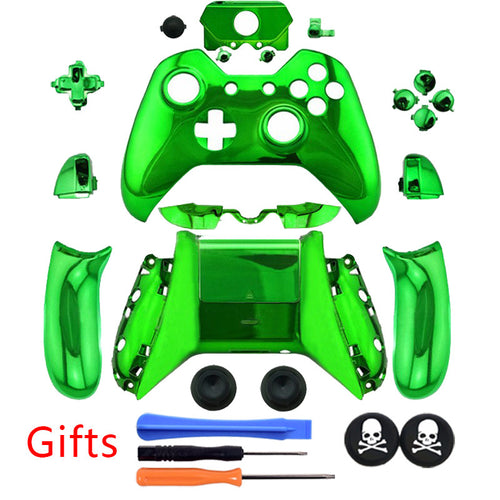 New version Green Plating Chrome Full Housing Shell Cover With 3.5 mm headsets jack +GIFTS for XBOX ONE Wireless Controller