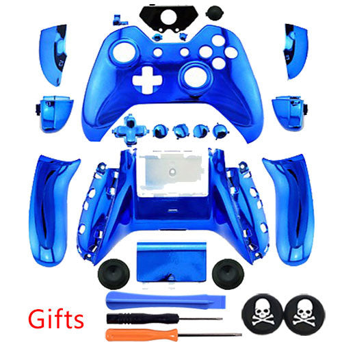 Dark Blue ABS Plating Chrome Full Housing Shell Case Button Kit Without 3.5mm earphone jack for Xbox ONE Wireless Controller