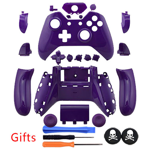 Purple smooth Controller Shell Case Full Top Bottom Shell Button kit Without 3.5 mm headsets jack +GIFTS for XBOX ONE Controller