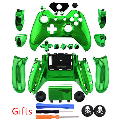 Green Plating Old Version Full Housing Shell Cover+Button Kits Without 3.5mm headsets jack+GIFT for XBOX ONE Wireless Controller