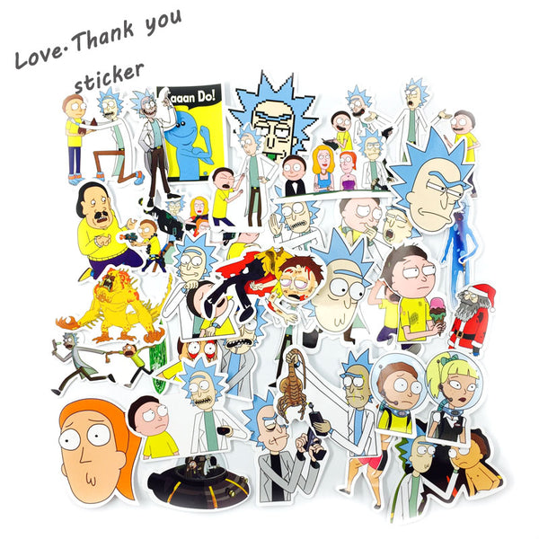 10-100Pcs/bag American Drama New Rick and Morty  Sticker Decal For Car Laptop Bicycle Motorcycle Notebook Waterproof Stickers