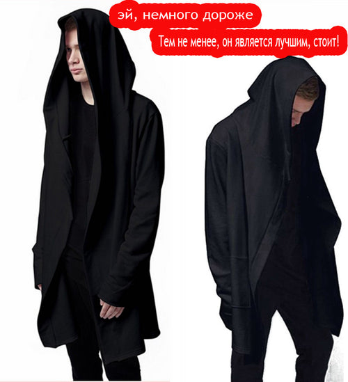 High Quality Casual unisex Men's Hooded With Black Gown Hip Hop Hoodies and Sweatshirts long Sleeves design winter cloak Coats